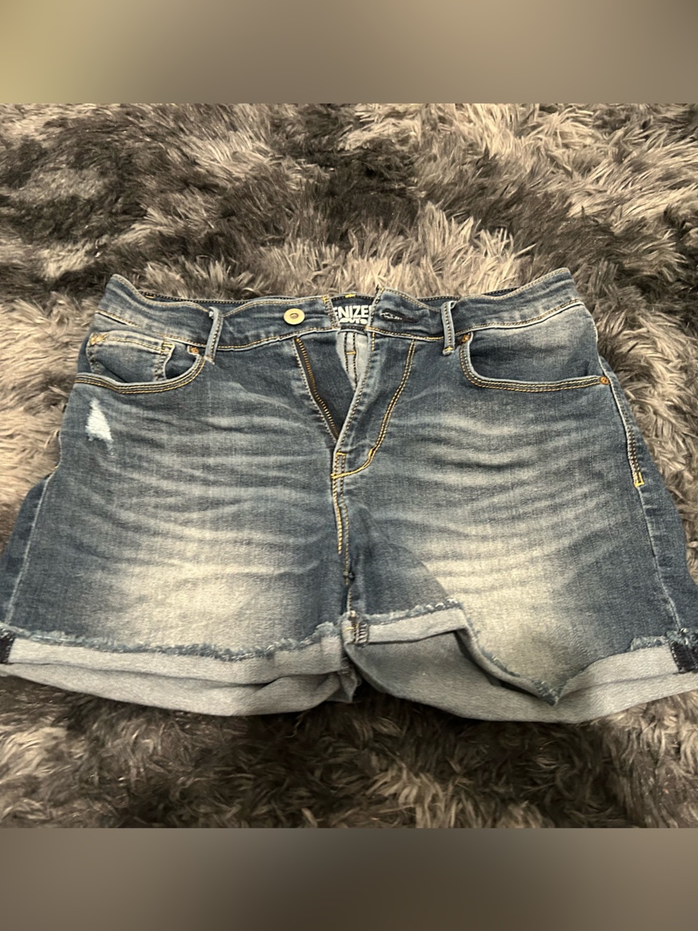 Denizen from Levi's Women's Faded Blue Denim Roll-Cuff Shorts